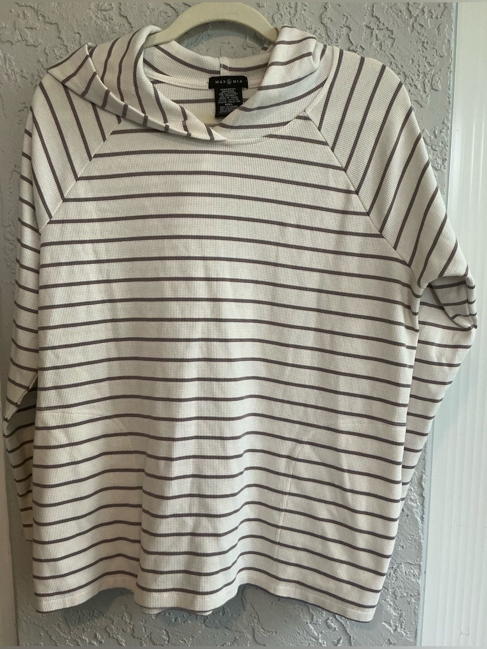 Max & Mia Casual Cream Striped Hoodie Sweater - Picture 1 of 6